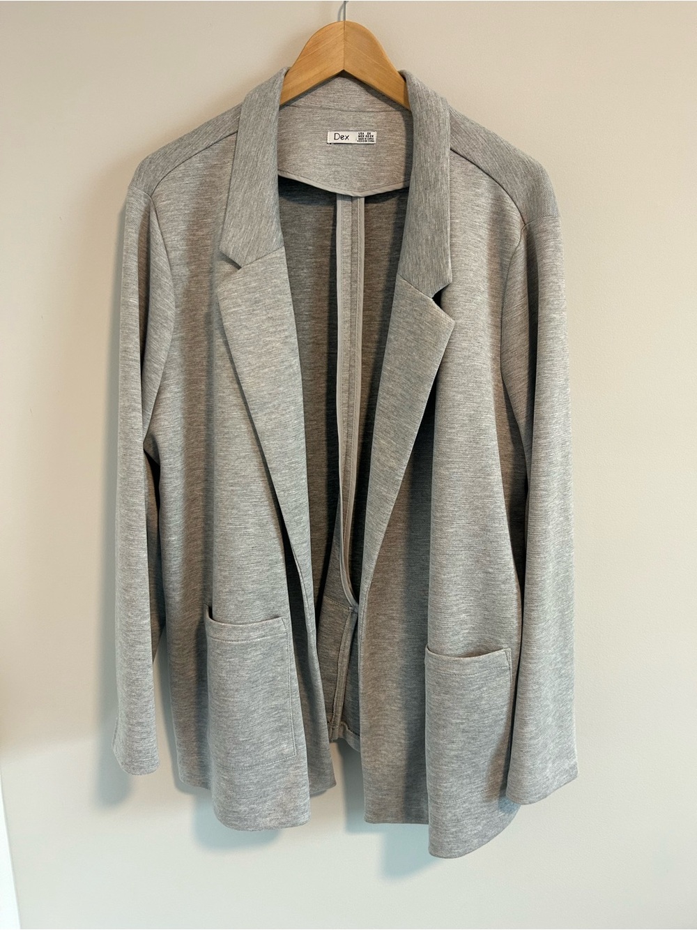 Dex Soft Knit Blazer Cardigan, Size 2X, Heather Grey, Pockets